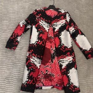 Chic Abstract Red and Black Women's Blazer